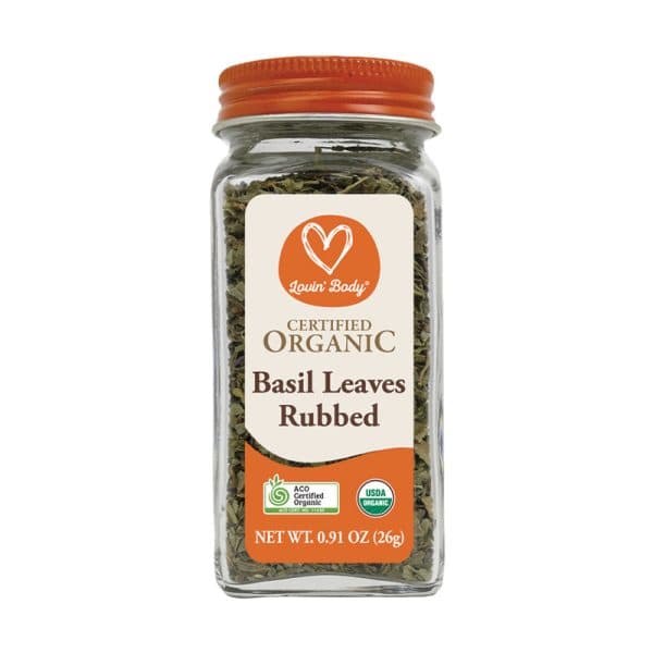 Certified Organic Basil Leaves Rubbed