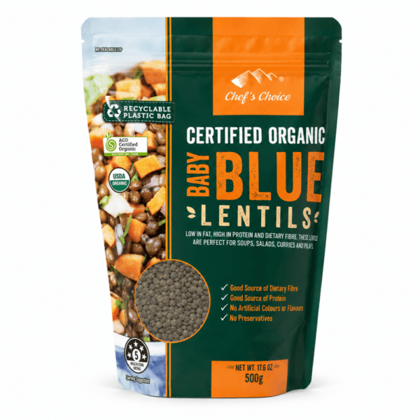 Certified Organic Baby Blue Lentils (Old French Style Green Lentils)