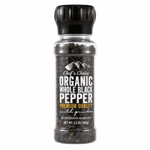 Certified Organic Whole Black Pepper – Grinder