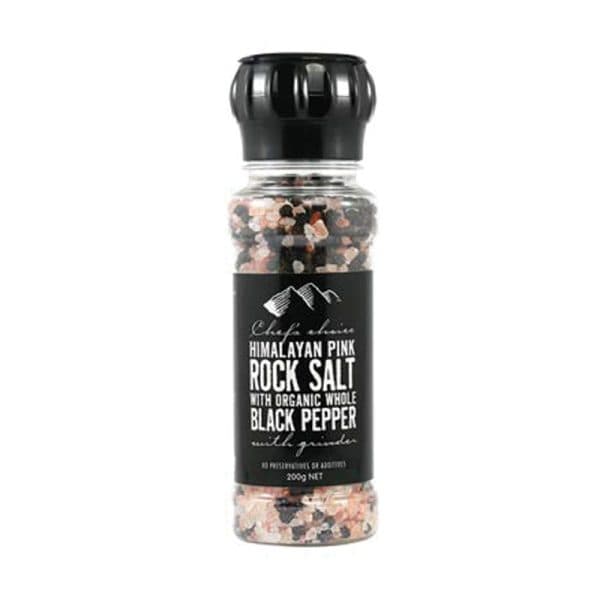 Himalayan Pink Rock Salt with Organic Whole Black Pepper – Grinder