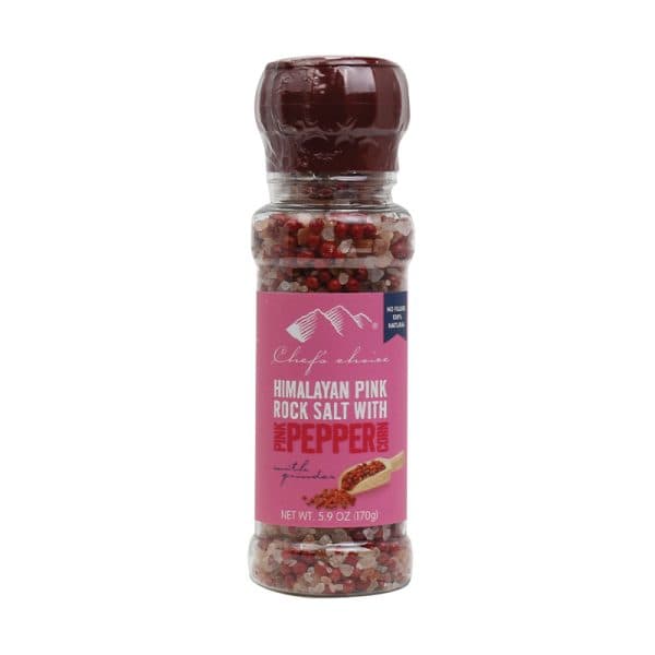 Himalayan Pink Rock Salt with Pink Peppercorn โ Grinder