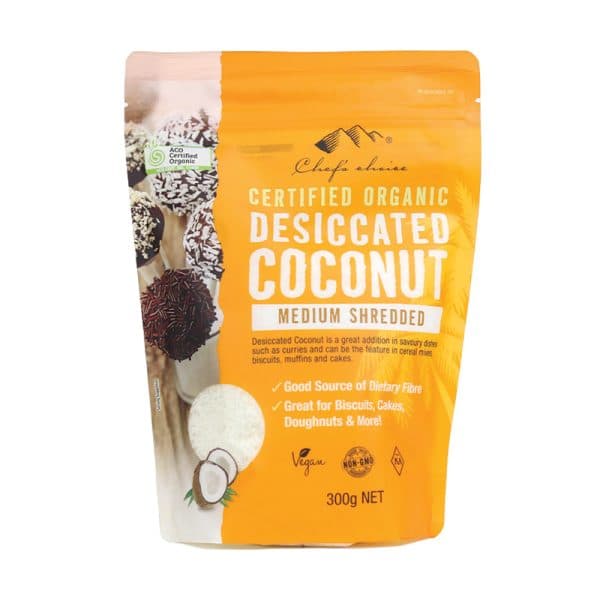 Certified Organic Desiccated Coconut โ Medium Shredded